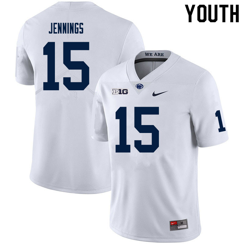 Youth #15 Enzo Jennings Penn State Nittany Lions College Football Jerseys Sale-White